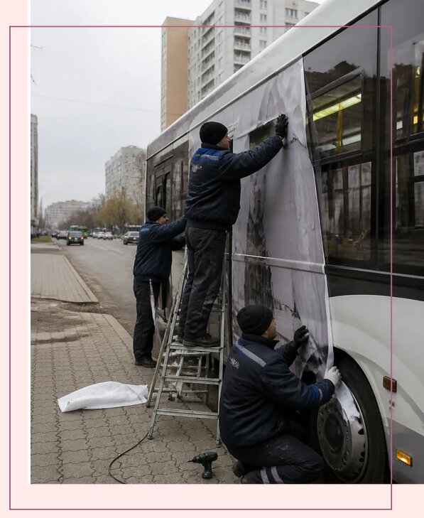 Изготовление и монтаж рекламы на автобусах в Канаше